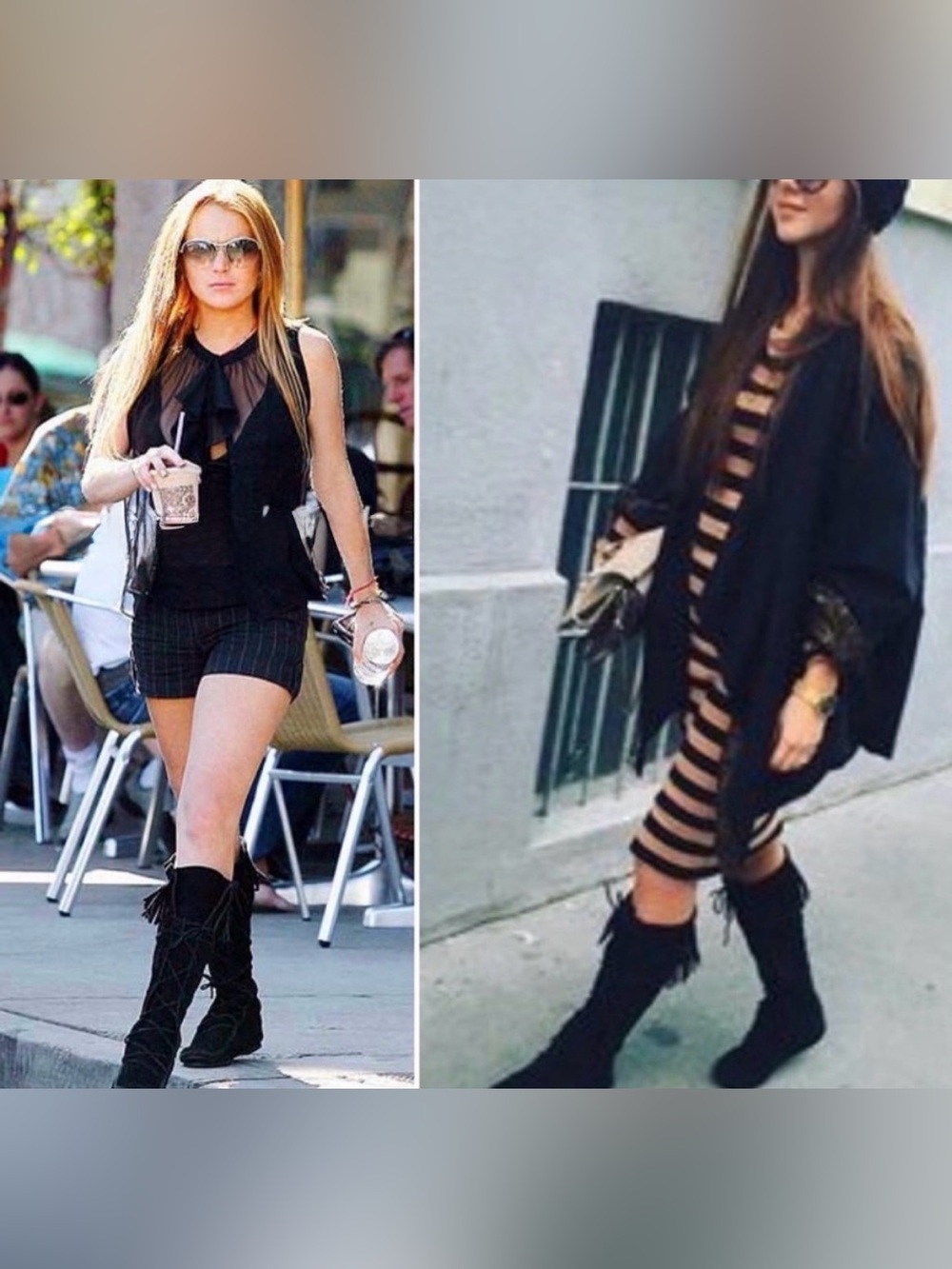 Minnetonka Black Suede Fringe Moccasin Boots